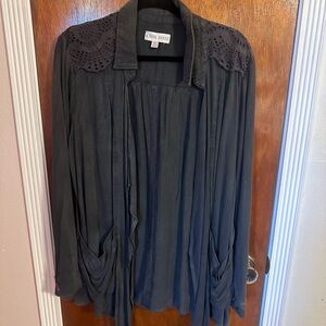 Knox Rose Women's Charcoal Blouse with Lace Detail